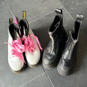 Dr Martens White Girls 13 Pink Laces + Zara boots 31
